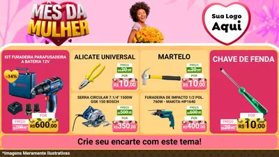 Modelo de TV para TV Horizontal com o tema Mês da Mulher para Maquinas e Ferramentas