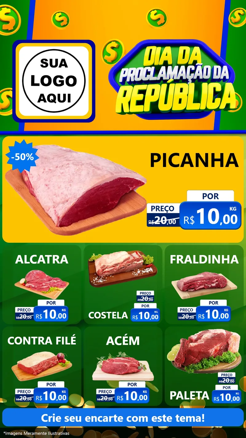 Modelo de Rede Social para Stories com o tema Dia Da Proclamação da República para Açougue