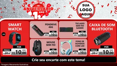 Modelo de TV para TV Horizontal com o tema Promoção de Aniversário - 1 Ano para Informática
