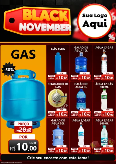 Modelo de Encarte para Encarte A4 Vertical com o tema Black November para Água e gás