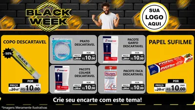 Modelo de TV para TV Horizontal com o tema Black Week para Embalagens