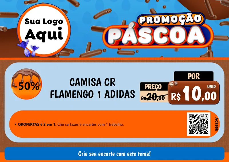 Modelo de Cartaz para Cartaz A4 Horizontal com o tema Promoção Páscoa para Roupas e acessórios