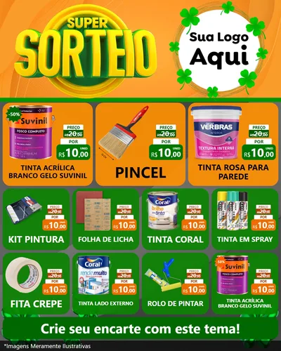 Modelo de Rede Social para Feed Instagram com o tema Super Sorteio para Tintas e Ferramentas