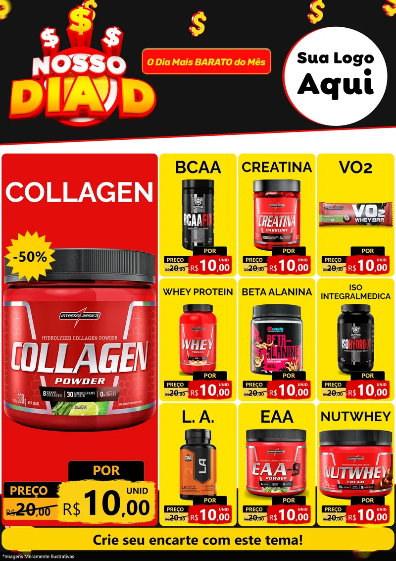 Modelo de Encarte para Encarte A4 Vertical com o tema Nosso Dia D para Suplementos alimentares