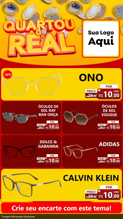 Modelo de TV para TV Vertical com o tema Quartou do Real para Óticas