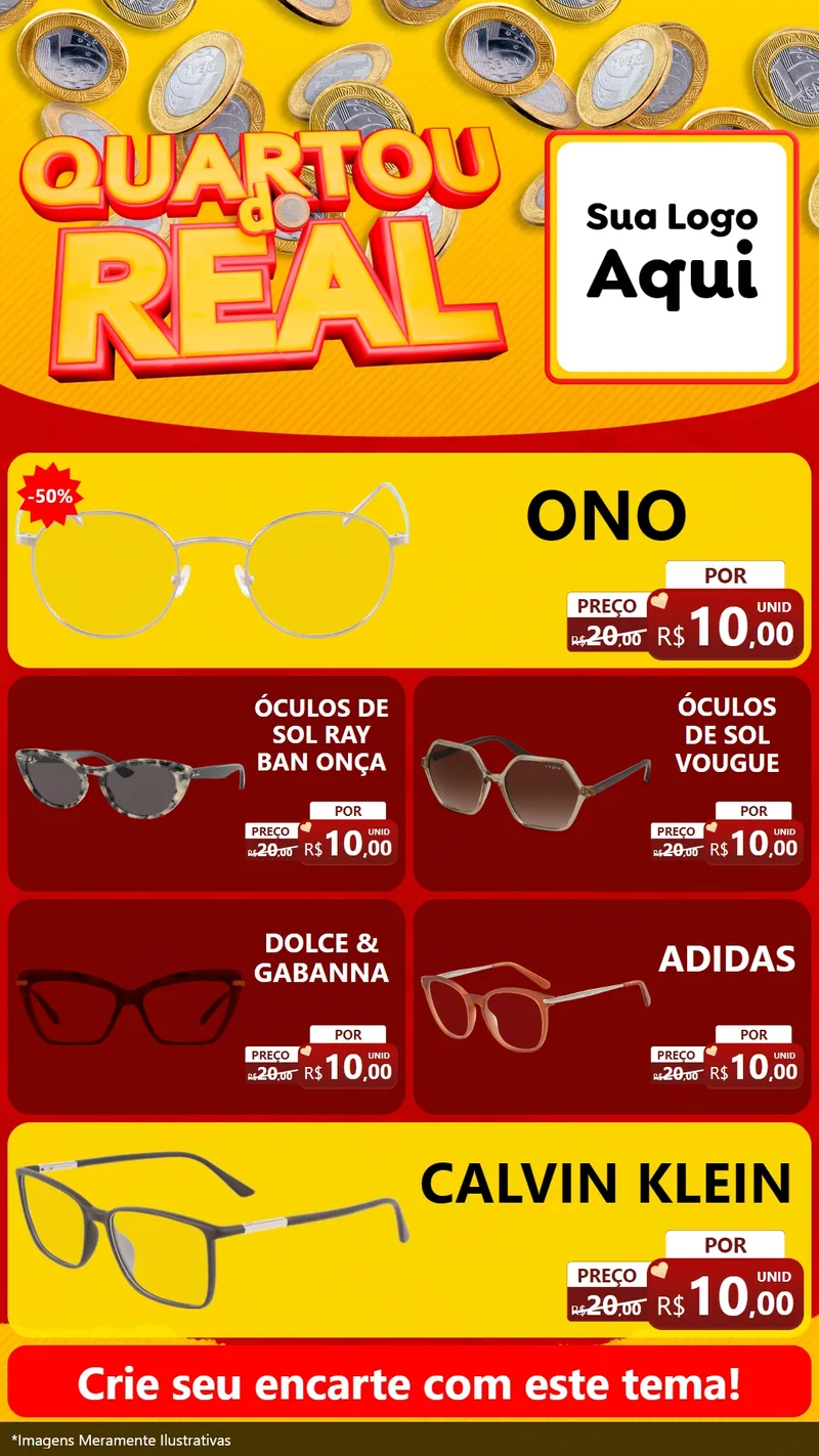 Modelo de TV para TV Vertical com o tema Quartou do Real para Óticas