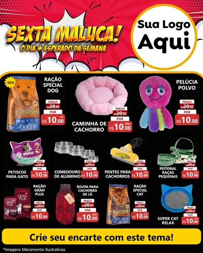 Modelo de Rede Social para Feed Instagram com o tema Sexta Maluca! para Pet Shop