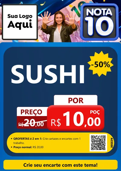 Modelo de Cartaz para Cartaz A4 Vertical com o tema Nota 10 para Comida japonesa