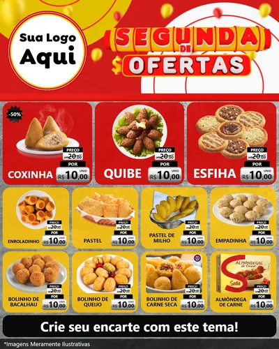 Modelo de Rede Social para Feed Instagram com o tema Segunda de Ofertas para Salgadaria