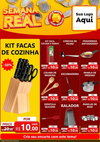 Modelo de Encarte para Encarte A4 Vertical com o tema Semana do Real para Utilidades Domésticas