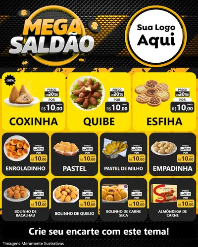 Modelo de Rede Social para Feed Instagram com o tema Mega Saldão para Salgadaria
