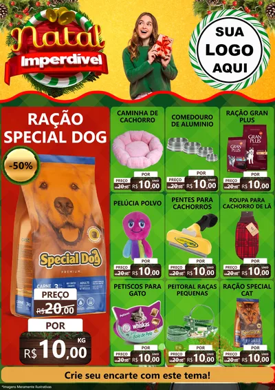 Modelo de Encarte para Encarte A4 Vertical com o tema Natal Imperdível para Pet Shop