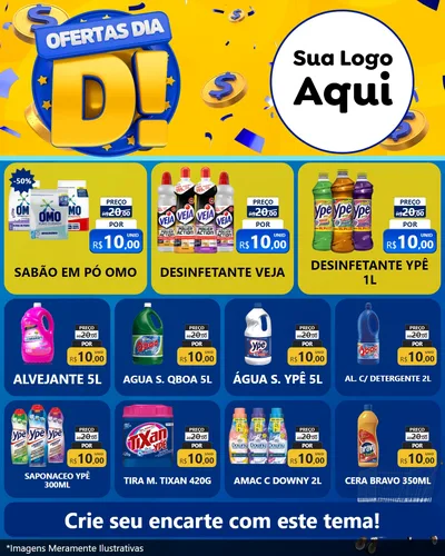 Modelo de Rede Social para Feed Instagram com o tema Ofertas Dia D para Produtos de Limpeza