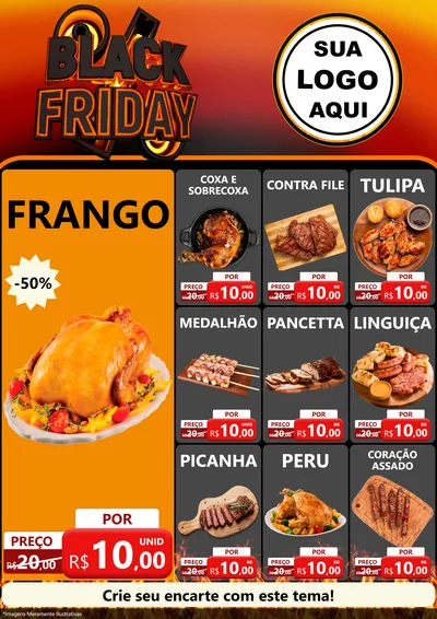 Modelo de Encarte para Encarte A4 Vertical com o tema Black Friday para Assados