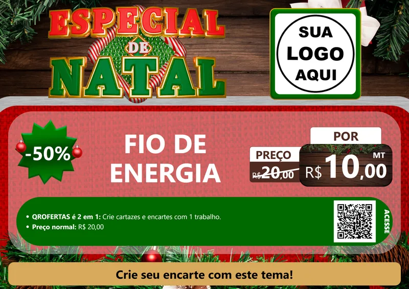 Modelo de Cartaz para Cartaz A4 Horizontal com o tema Especial de Natal para Materiais Elétricos