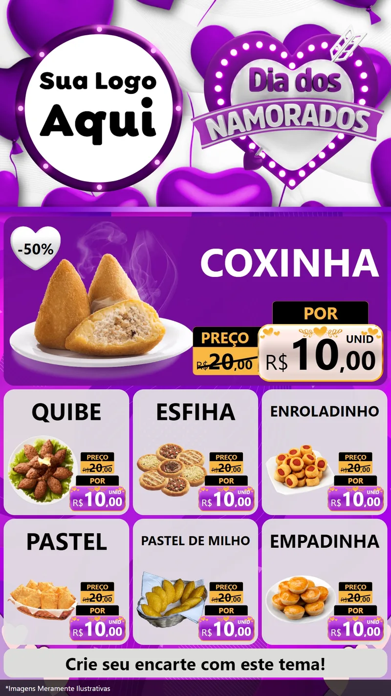 Modelo de Rede Social para Stories com o tema Dia dos Namorados para Salgadaria
