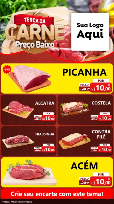 Modelo de TV para TV Vertical com o tema Terça da Carne para Açougue