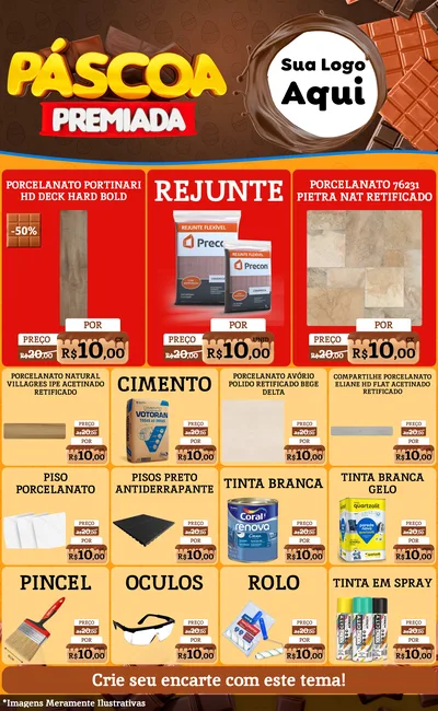 Modelo de Encarte para Encarte Grande com o tema Páscoa Premiada para Pisos e revestimentos