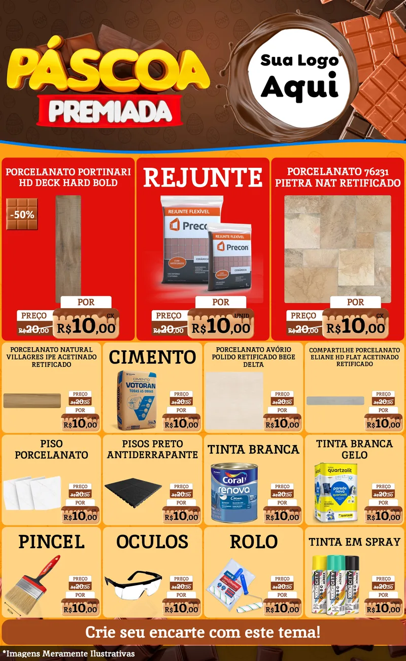 Modelo de Encarte para Encarte Grande com o tema Páscoa Premiada para Pisos e revestimentos