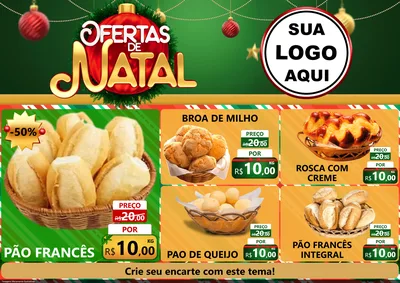 Modelo de Encarte para Encarte A4 Horizontal com o tema Ofertas de Natal para Padaria