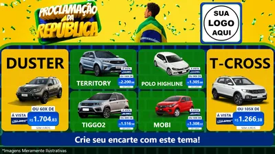 Modelo de TV para TV Horizontal com o tema Proclamação da República para Concessionaria de Carros