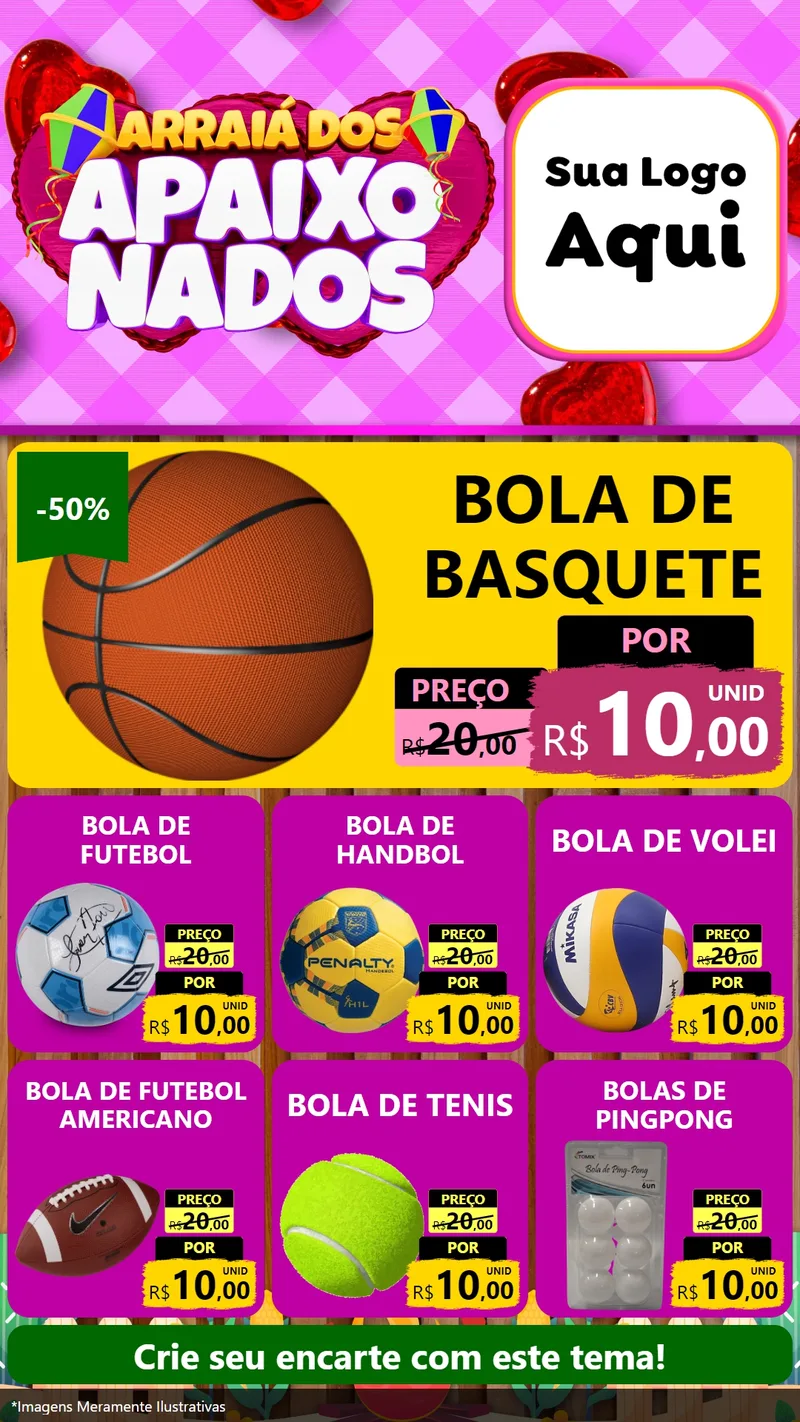 Modelo de Rede Social para Stories com o tema Arraiá dos Apaixonados para Artigos Esportivos