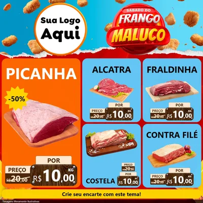 Modelo de Rede Social para Feed Facebook com o tema Sábado do Frango Maluco para Açougue