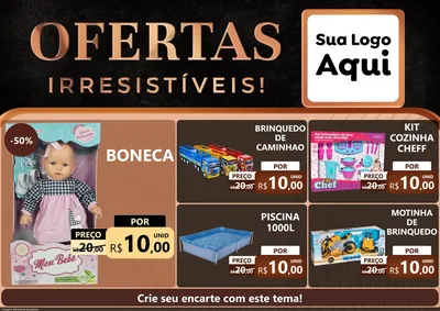 Modelo de Encarte para Encarte A4 Horizontal com o tema Ofertas Irresistíveis! para Brinquedos