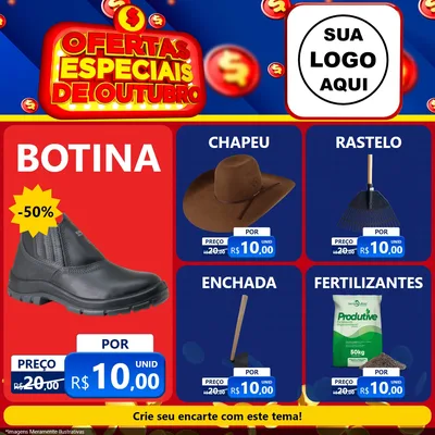 Modelo de Rede Social para Feed Facebook com o tema Ofertas Especiais de Outubro para Agropecuária