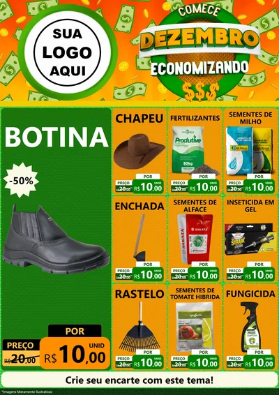Modelo de Encarte para Encarte A4 Vertical com o tema Comece Dezembro Economizando para Agropecuária