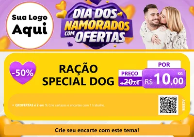 Modelo de Cartaz para Cartaz A4 Horizontal com o tema Dia Dos Namorados Com Ofertas para Pet Shop