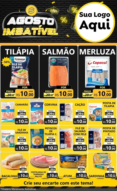 Modelo de Encarte para Encarte Grande com o tema Agosto Imbatível para Peixaria