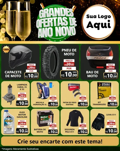 Modelo de Rede Social para Feed Instagram com o tema Grandes Ofertas de Ano Novo para Moto peças