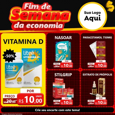 Modelo de Rede Social para Feed Facebook com o tema Fim de Semana da Economia para Farmácia
