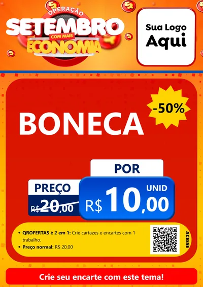 Modelo de Cartaz para Cartaz A4 Vertical com o tema Operação Setembro Com Muita Economia para Brinquedos