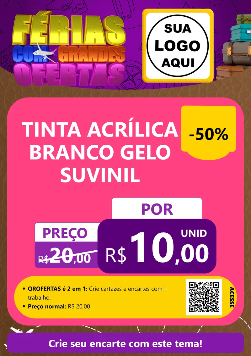 Modelo de Cartaz para Cartaz A4 Vertical com o tema Férias com Grandes Ofertas para Tintas e Ferramentas