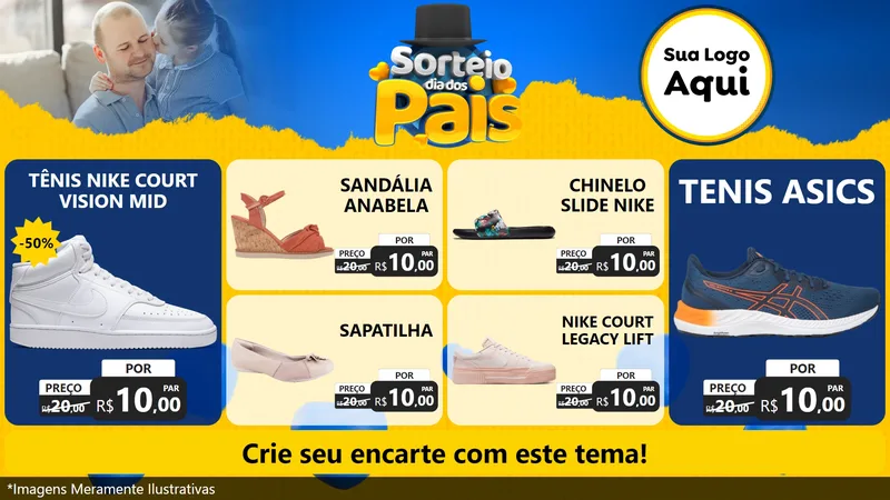 Modelo de TV para TV Horizontal com o tema Sorteio Dia Dos Pais para Calçados