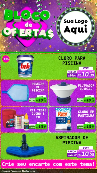 Modelo de TV para TV Vertical com o tema Bloco de Ofertas para Produtos para Piscina