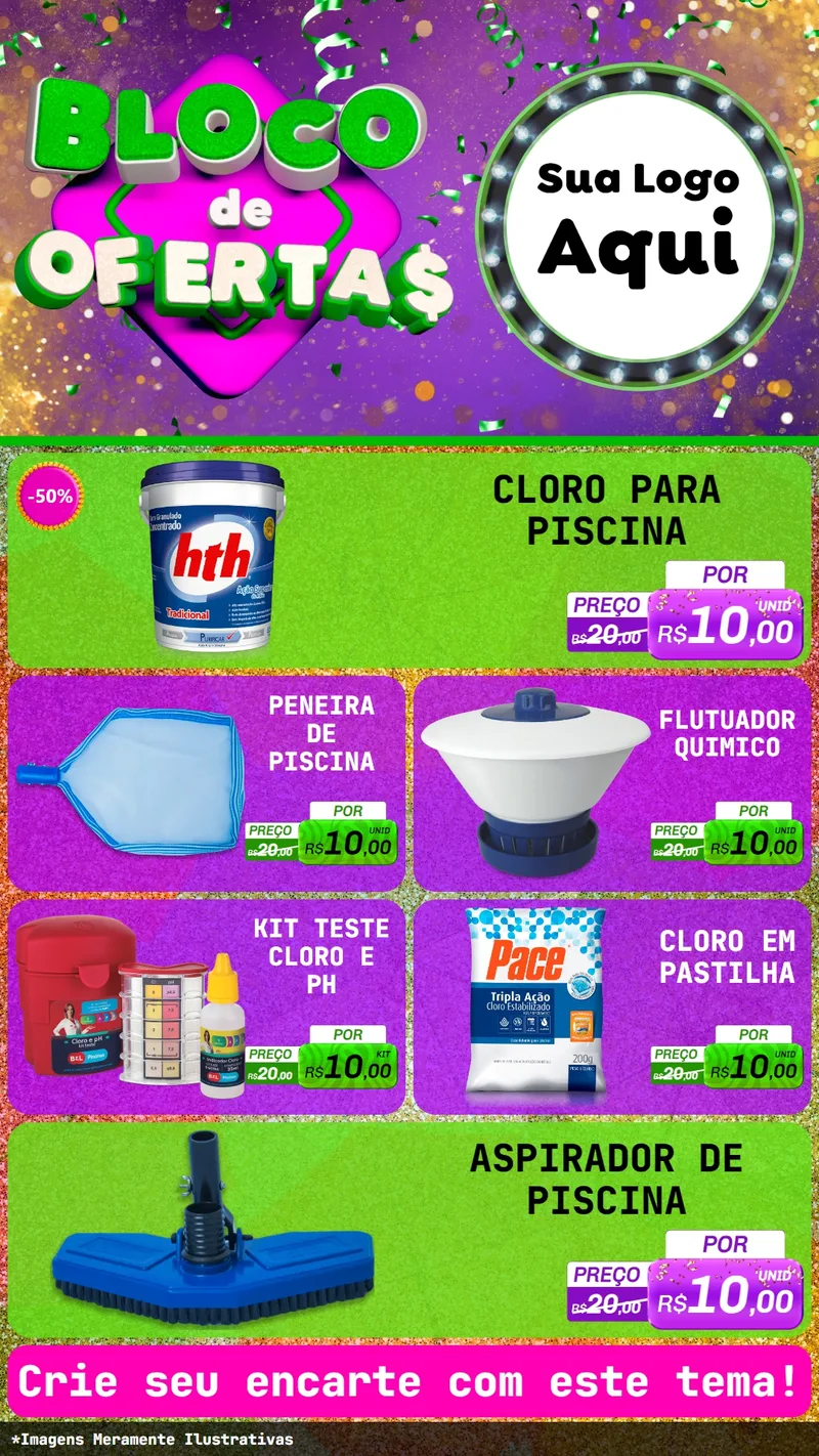 Modelo de TV para TV Vertical com o tema Bloco de Ofertas para Produtos para Piscina