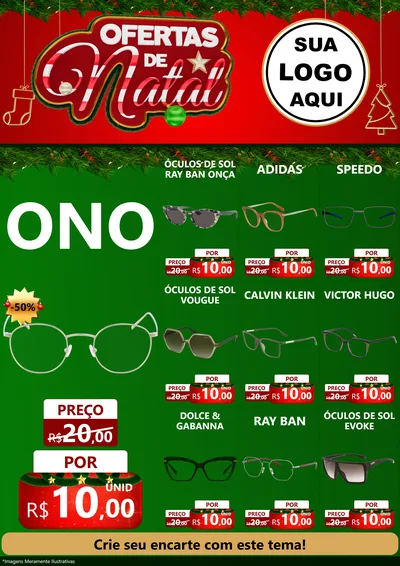 Modelo de Encarte para Encarte A4 Vertical com o tema Ofertas de Natal para Óticas