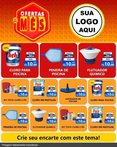 Modelo de Rede Social para Feed Instagram com o tema Ofertas do Mês para Produtos para Piscina