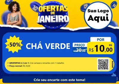 Modelo de Cartaz para Cartaz A4 Horizontal com o tema Ofertas de Janeiro para Produtos Naturais
