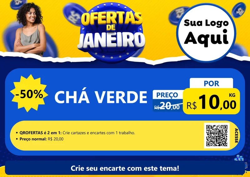 Modelo de Cartaz para Cartaz A4 Horizontal com o tema Ofertas de Janeiro para Produtos Naturais