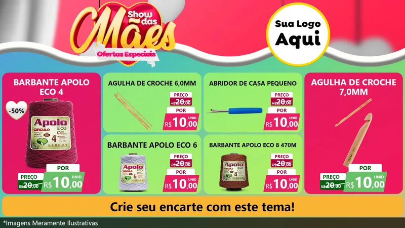 Modelo de TV para TV Horizontal com o tema Show das Mães - Ofertas Especiais para Armarinho e Aviamentos