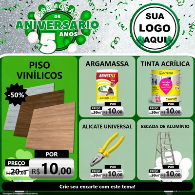 Modelo de Rede Social para Feed Facebook com o tema Promoção de Aniversário - 5 Anos para Material para Construção