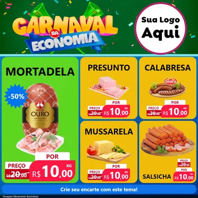Modelo de Rede Social para Feed Facebook com o tema Carnaval da Economia para Frios e Laticínios