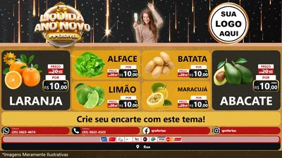 Modelo de TV para TV Horizontal com o tema Liquida Ano Novo Imperdível para Hortifrúti
