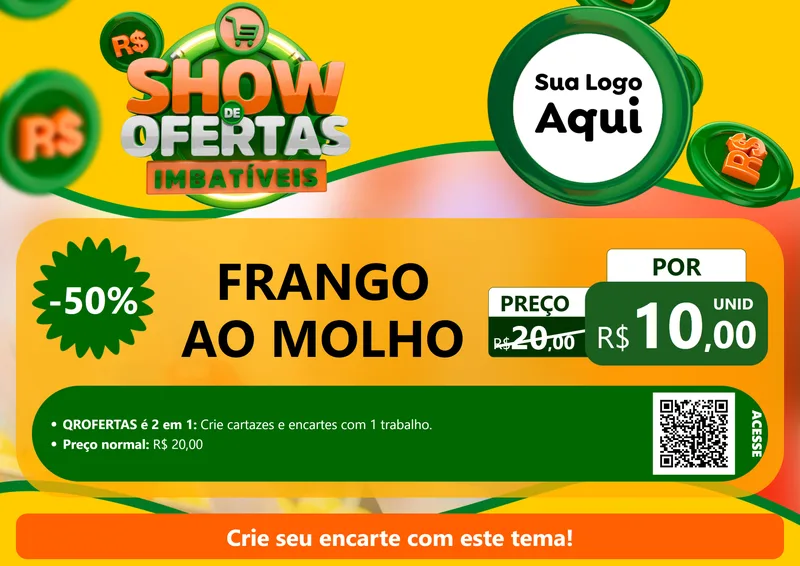 Modelo de Cartaz para Cartaz A4 Horizontal com o tema Show de Ofertas Imbatíveis para Restaurante