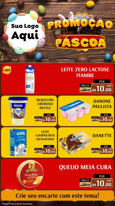 Modelo de TV para TV Vertical com o tema Promoção Páscoa para Frios e Laticínios
