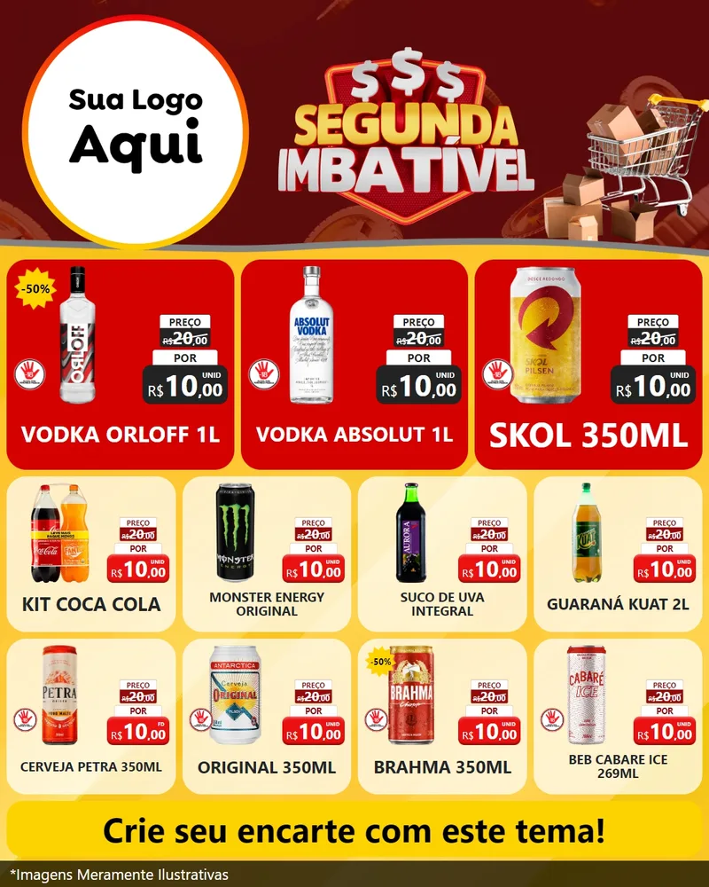 Modelo de Rede Social para Feed Instagram com o tema Segunda Imbatível para Distribuidora de bebidas